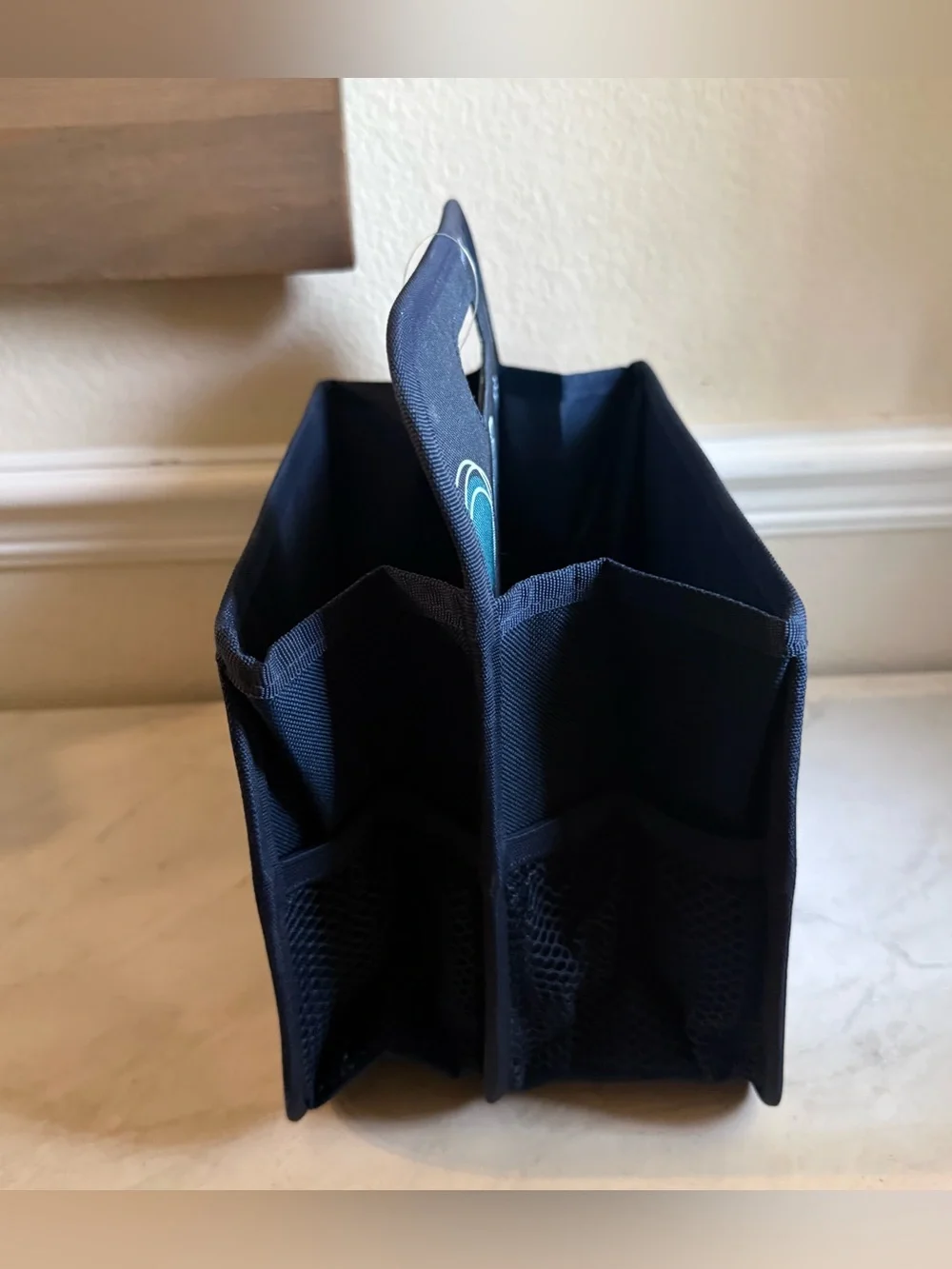 Thirty-One Navy & Teal Circles Foldable Storage Caddy